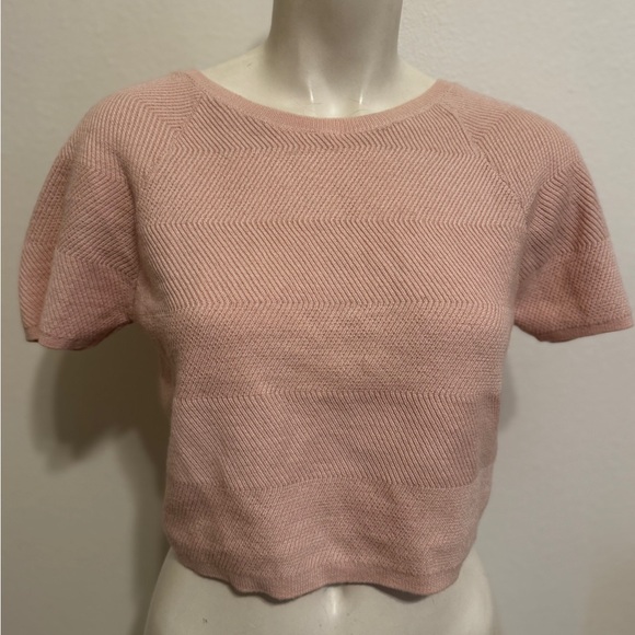 Solange Crop pink Wool top Sweater Knit Alice + Olivia Employed‎ M S - Picture 5 of 9